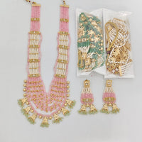 Rajwadi Collection Royal Pota Stone And Pearl Meenakari Long Necklace Set
