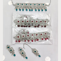Rajwadi Collection Grand Crystal Stone And Beads Choker Necklace Set