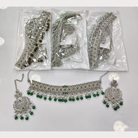 Rajwadi Collection Grand Crystal Stone And Beads Choker Necklace Set