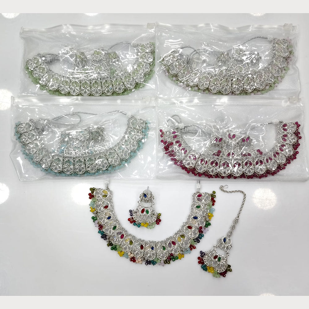 Rajwadi Collection Grand Crystal Stone And Pearl Necklace Set