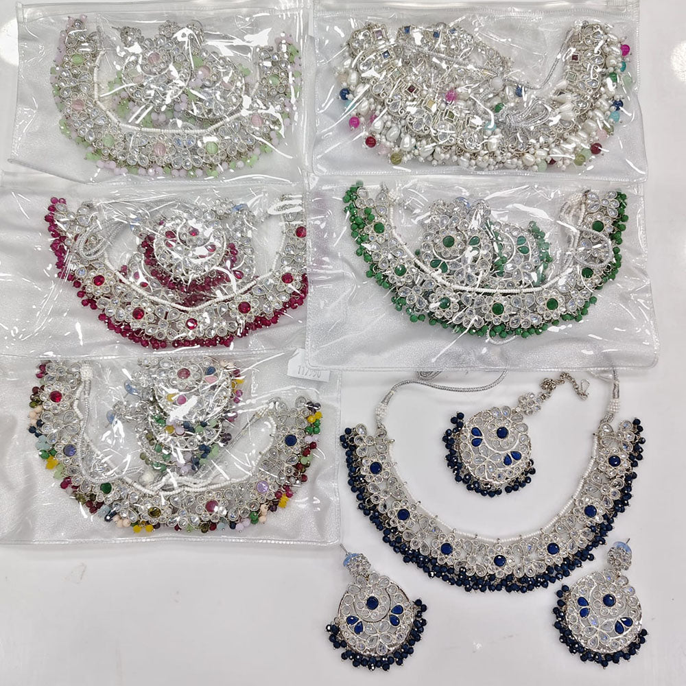 Rajwadi Collection Grand Crystal Stone And Pearl Necklace Set