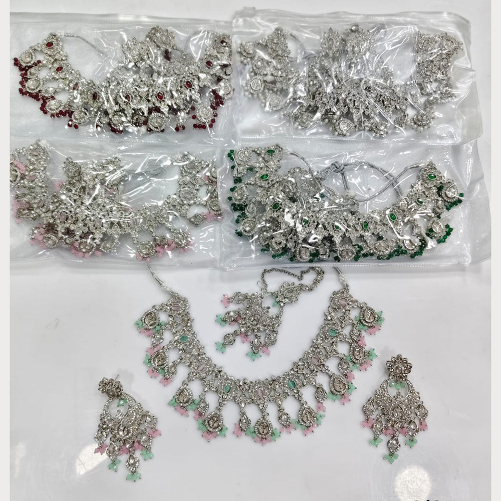 Rajwadi Collection Grand Crystal Stone And Pearl Necklace Set