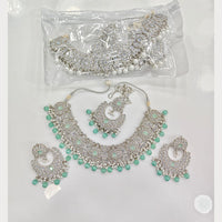 Rajwadi Collection Grand Crystal Stone And Beads Necklace Set