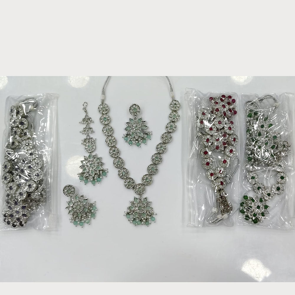 Rajwadi Collection Grand Crystal Stone And Beads Necklace Set