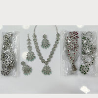 Rajwadi Collection Grand Crystal Stone And Beads Necklace Set