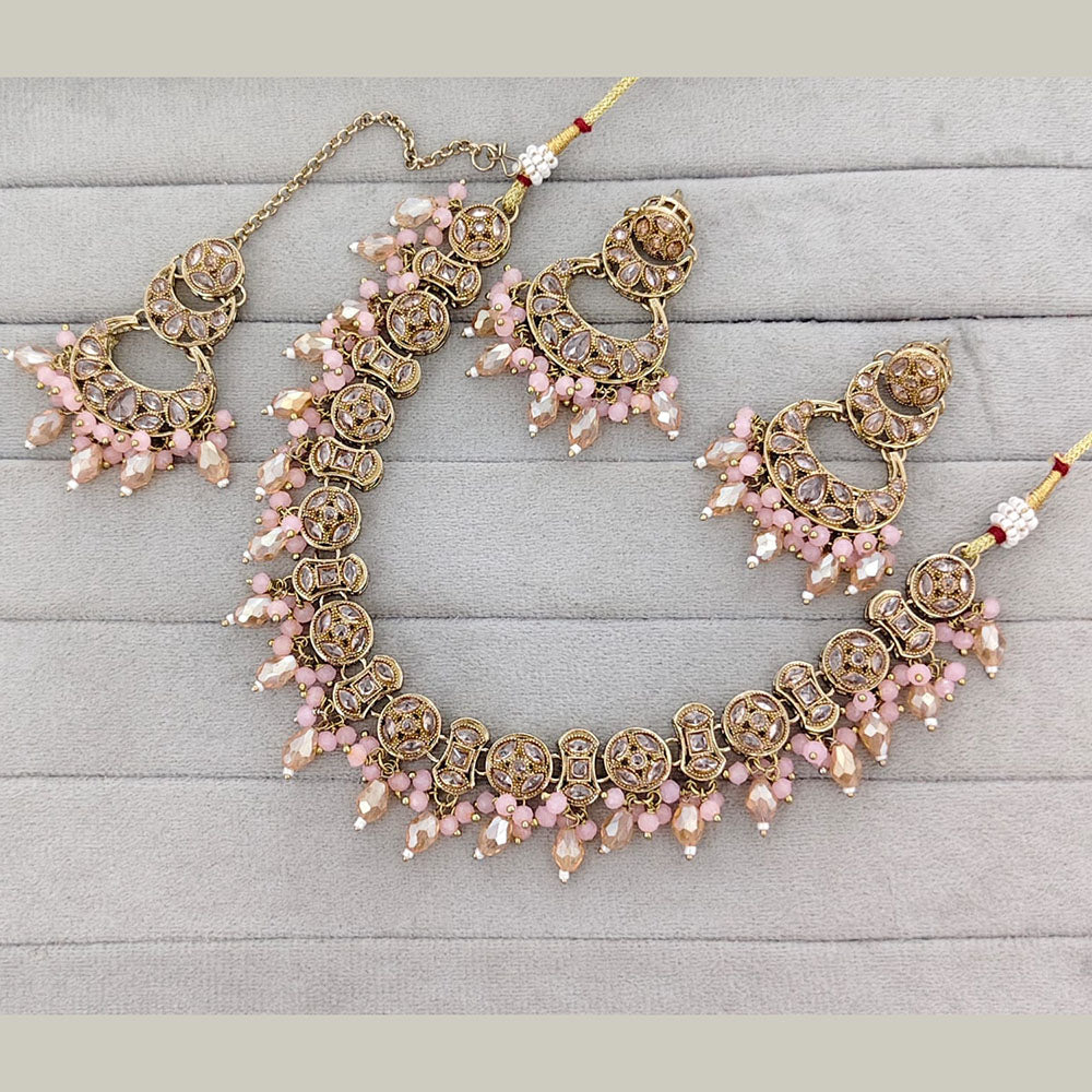 Rajwadi Collection Grand Crystal Stone And Pearl Necklace Set