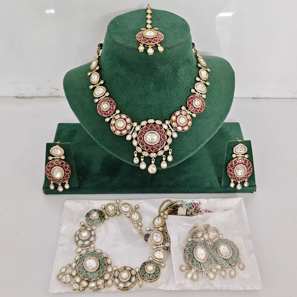 Rajwadi Collection Heritage Polki Kundan Stone Necklace Set