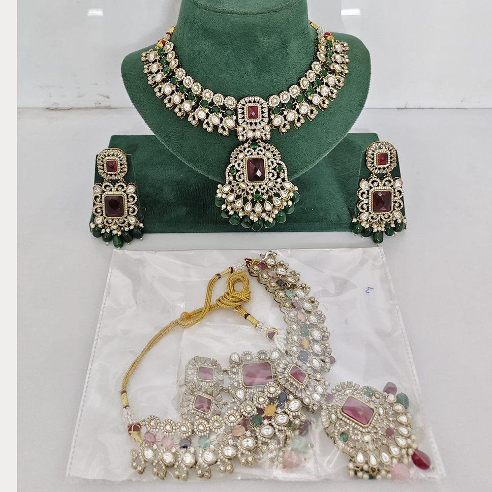 Rajwadi Collection Heritage Polki Kundan Stone And Beads Necklace Set