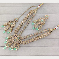 Rajwadi Collection Glam Crystal Stone Beads And Pearl Traditional Necklace Set
