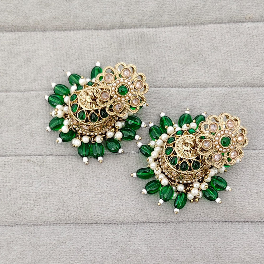 Rajwadi Collection Royal Crystal Stone Pearl And Beads Jhumki Earrings