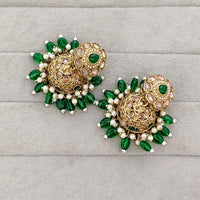 Rajwadi Collection Royal Crystal Stone Pearl And Beads Jhumki Earrings