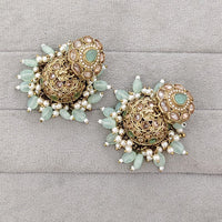 Rajwadi Collection Royal Crystal Stone Pearl And Beads Jhumki Earrings