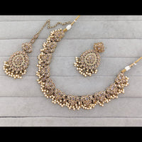 Rajwadi Collection Crystal Stone And Pearl Necklace Set