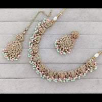 Rajwadi Collection Crystal Stone And Pearl Necklace Set