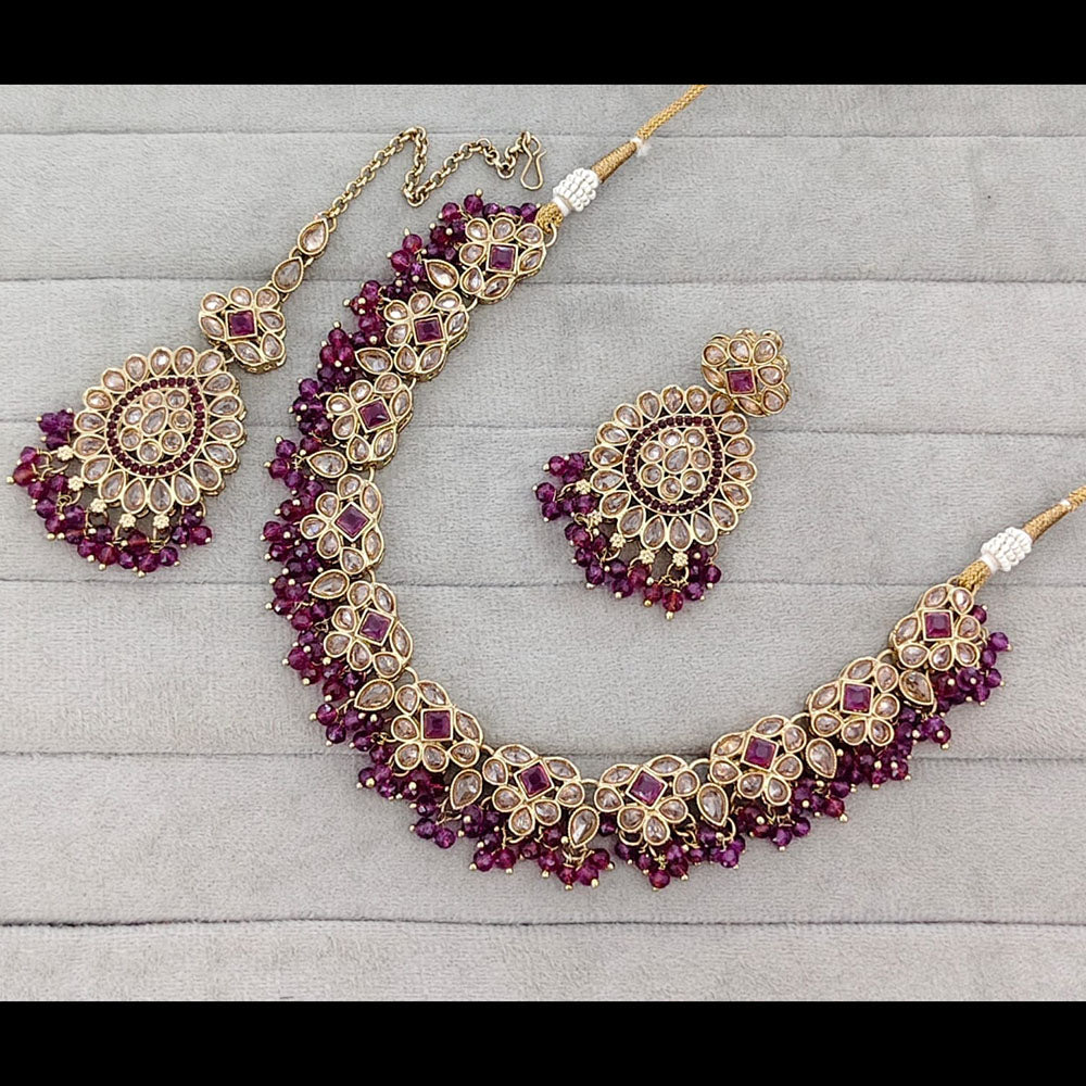 Rajwadi Collection Crystal Stone And Pearl Necklace Set