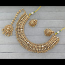 Rajwadi Collection Graceful Pota Stone And Pearl Necklace Set With Earrings