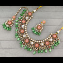 Rajwadi Collection Graceful Pota Stone And Pearl Necklace Set With Earrings