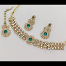 Rajwadi Collection Graceful Pota Stone And Austrian Stone Choker Necklace Set With Earrings
