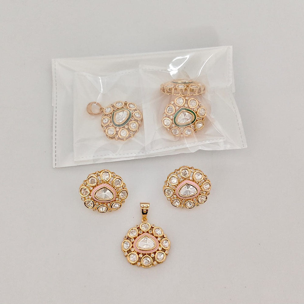 Rajwadi Collection Designer Polki Kundan Pendant Set