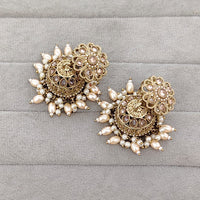 Rajwadi Collection Sparkling Crystal Stone And Beads Jhumki Earrings