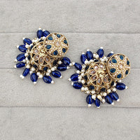 Rajwadi Collection Sparkling Crystal Stone And Beads Jhumki Earrings