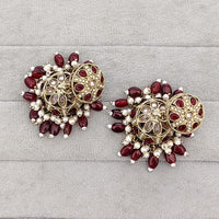 Rajwadi Collection Sparkling Crystal Stone And Beads Jhumki Earrings