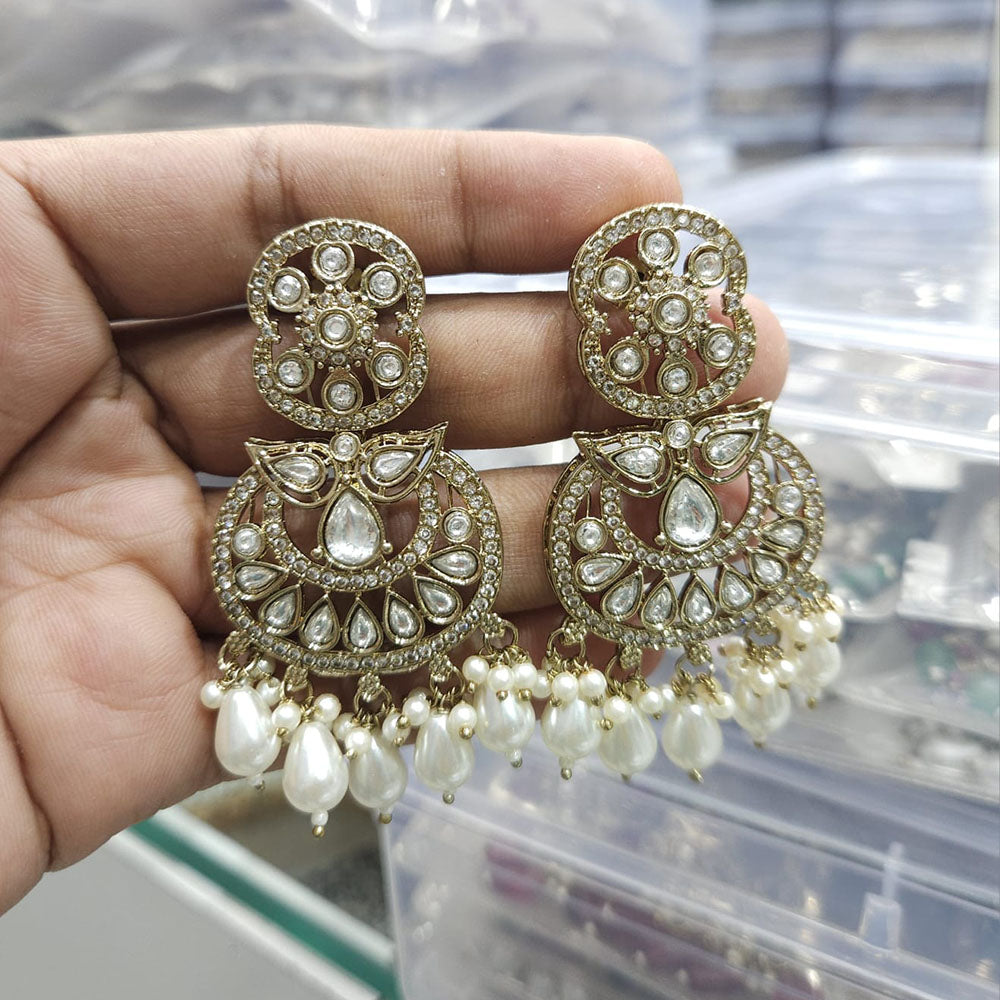 Rajwadi Collection Ethnic Pota Stone And Beads Dangler Earrings