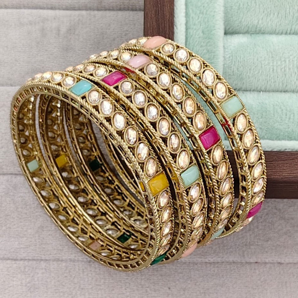 Rajwadi Collection Heritage Pota Stone Bangles Set