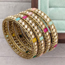 Rajwadi Collection Heritage Pota Stone Bangles Set