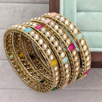 Rajwadi Collection Heritage Pota Stone Bangles Set