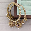Rajwadi Collection Shimmer Crystal Stone And Pearl Bangles Set