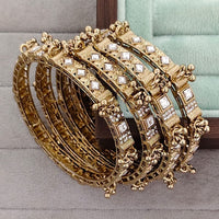 Rajwadi Collection Shimmer Crystal Stone Bangles Set