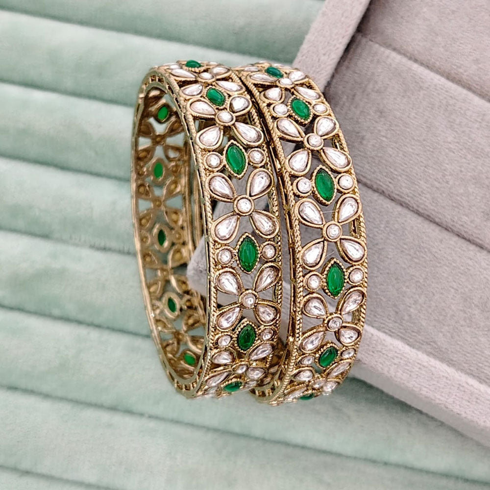 Rajwadi Collection Heritage Pota Stone Bangles Set