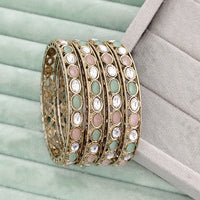 Rajwadi Collection Heritage Pota Stone Bangles Set