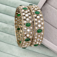 Rajwadi Collection Heritage Pota Stone Bangles Set