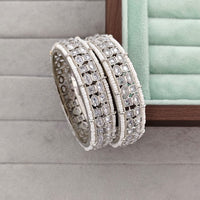 Rajwadi Collection Shimmer Crystal Stone And Pearl Bangles Set
