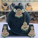 Rajwadi Collection Grand Crystal Stone Pearl And Beads Choker Necklace Set