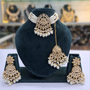 Rajwadi Collection Grand Crystal Stone Pearl And Beads Choker Necklace Set
