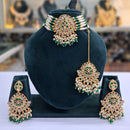 Rajwadi Collection Grand Crystal Stone Pearl And Beads Choker Necklace Set