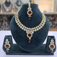 Rajwadi Collection Glam Crystal Stone Beads And Pearl Traditional Necklace Set
