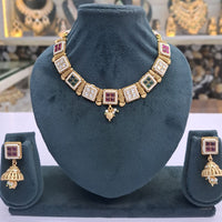 Rajwadi Collection Pota Stone Pearl And Beads Statement Necklace Set