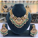Rajwadi Collection Pota Stone Pearl And Beads Statement Necklace Set
