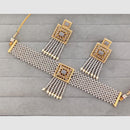 Rajwadi Collection Grand Crystal Stone Pearl And Beads Choker Necklace Set