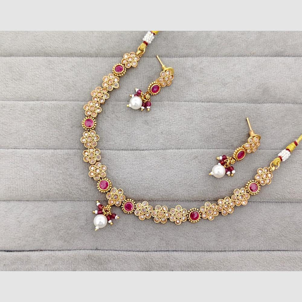 Rajwadi Collection Glam Crystal Stone Beads And Pearl Designer Necklace Set