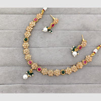 Rajwadi Collection Glam Crystal Stone Beads And Pearl Designer Necklace Set
