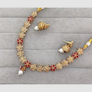 Rajwadi Collection Glam Crystal Stone Beads And Pearl Designer Necklace Set