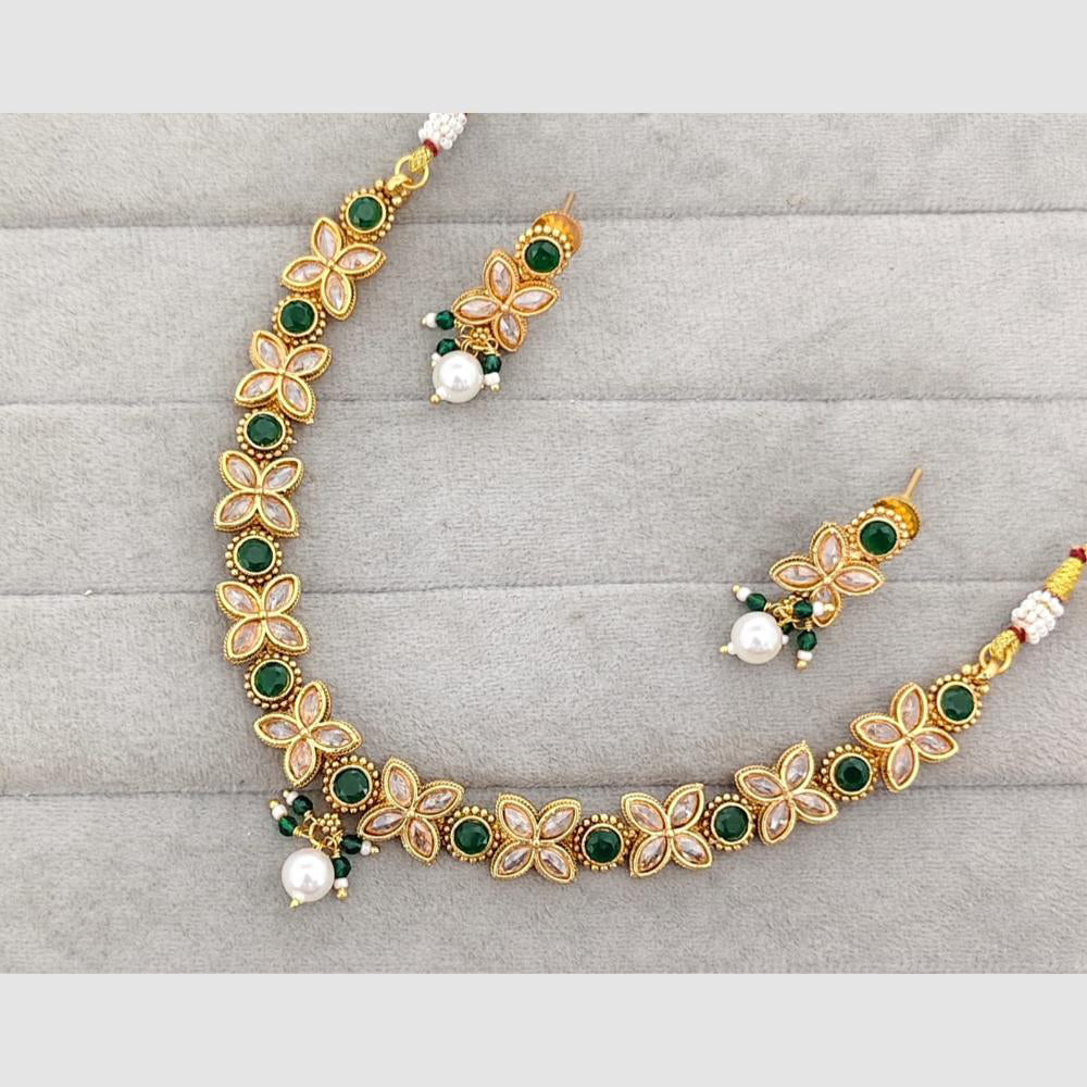 Rajwadi Collection Glam Crystal Stone Beads And Pearl Designer Necklace Set