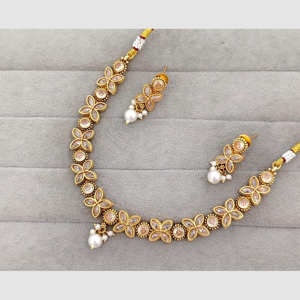 Rajwadi Collection Glam Crystal Stone Beads And Pearl Designer Necklace Set