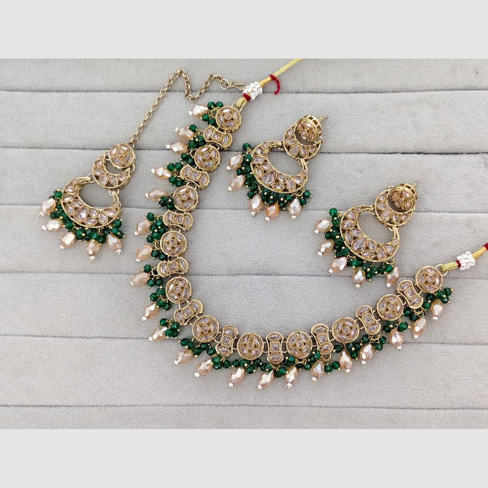 Rajwadi Collection Glam Crystal Stone Beads And Pearl Designer Necklace Set