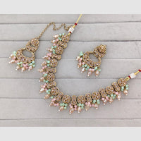 Rajwadi Collection Glam Crystal Stone Beads And Pearl Designer Necklace Set